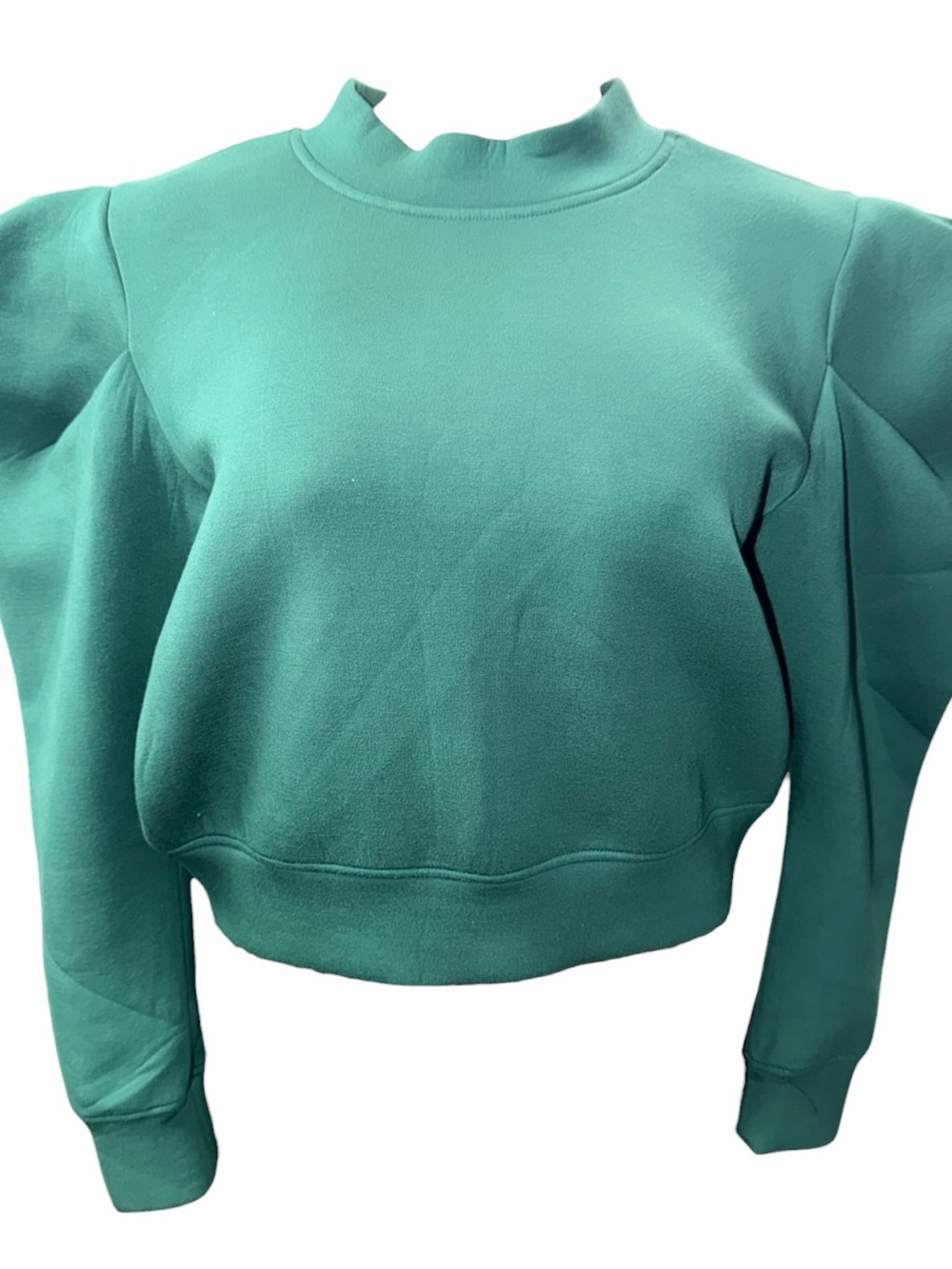 HUNTER BELL Women’s Teal Puff-Sleeve Mock Neck Sweatshirt